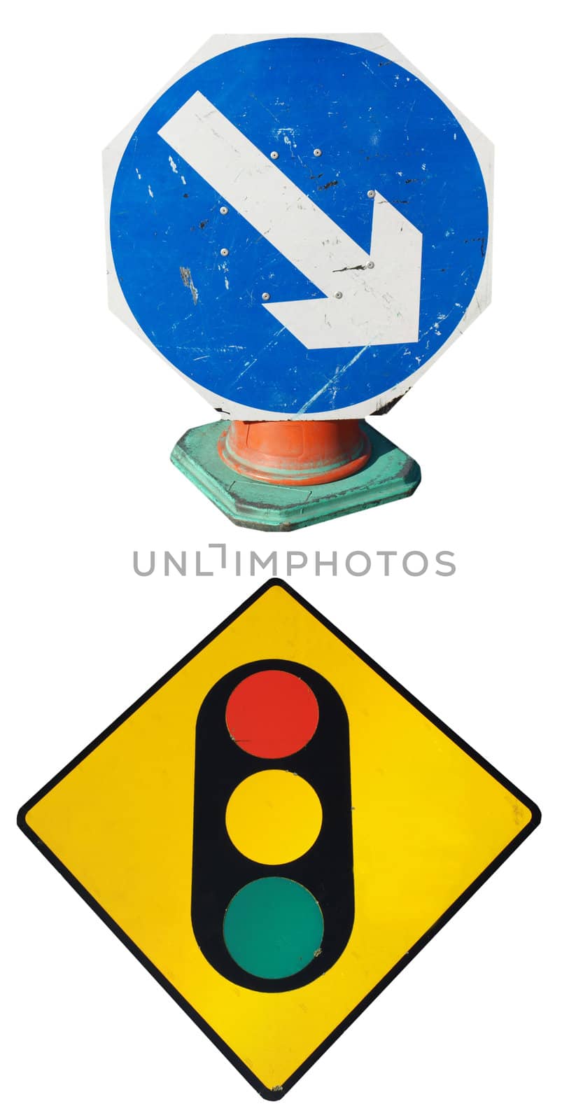 Traffic signs isolated over a white background