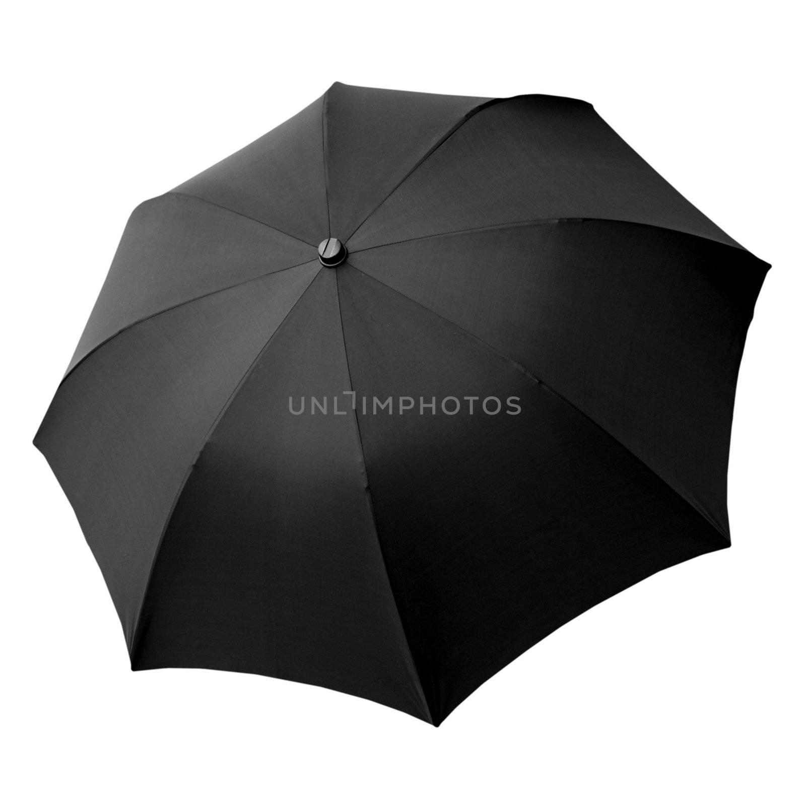 Black umbrella isolated over a white background