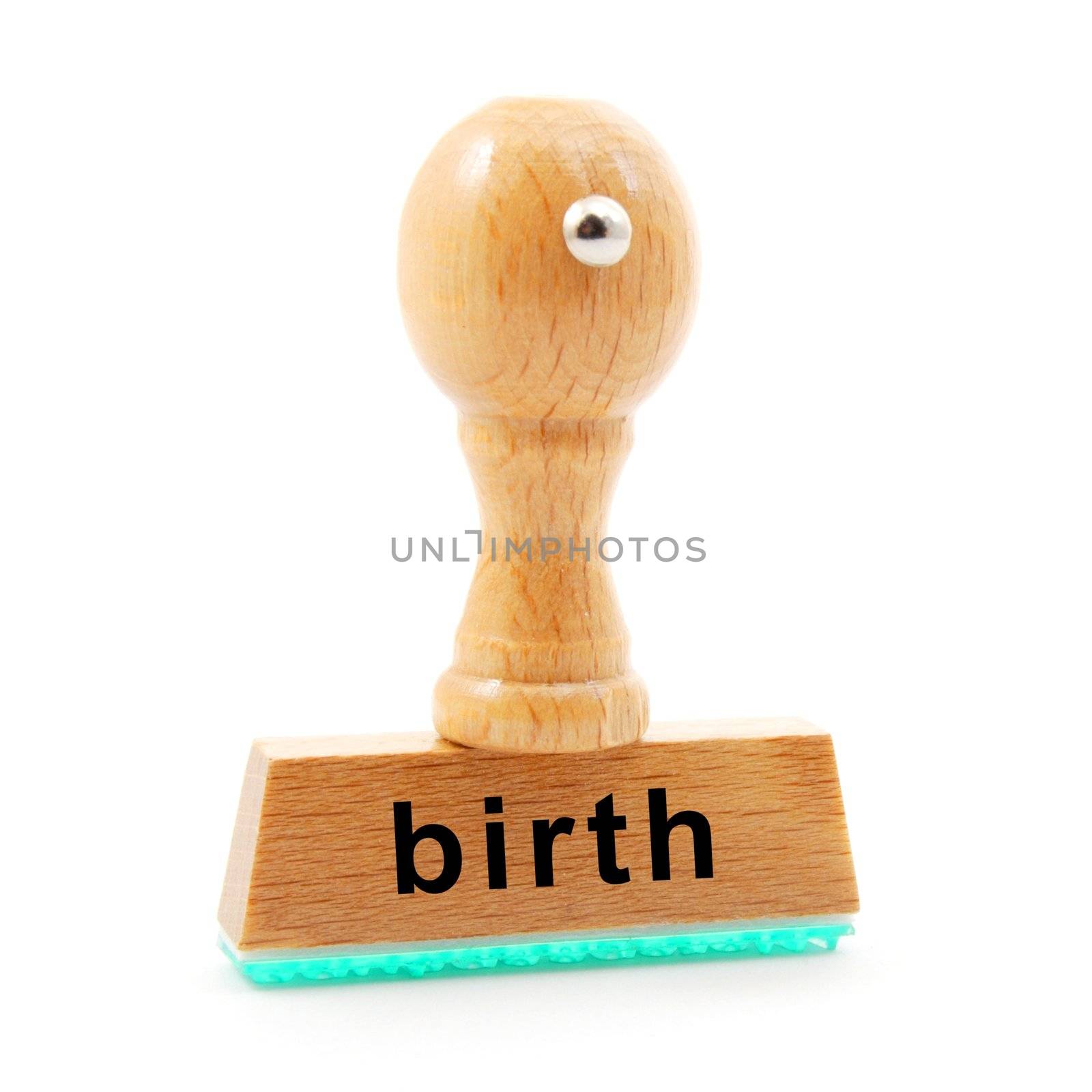 birth concept with stamp in hospital office and copyspace