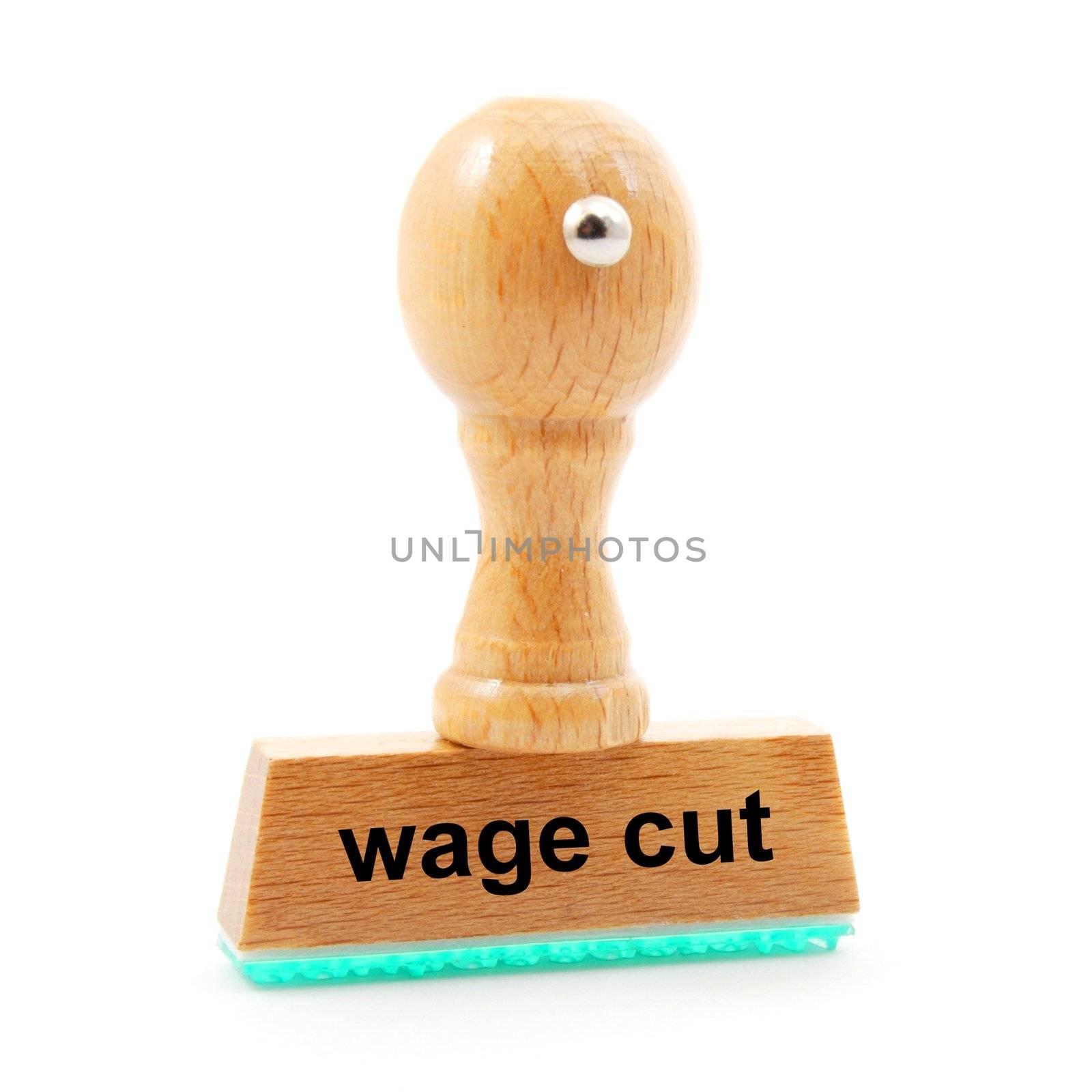 wage cut concept with stamp in office or bureau showing financial crisis