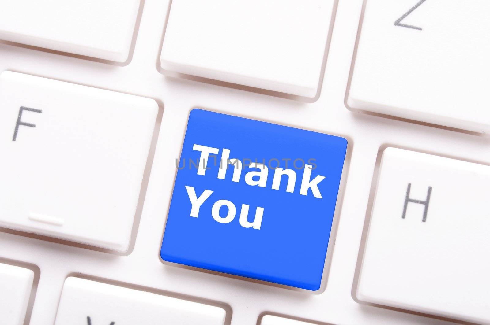 thank you or thanks concept with key on keyboard