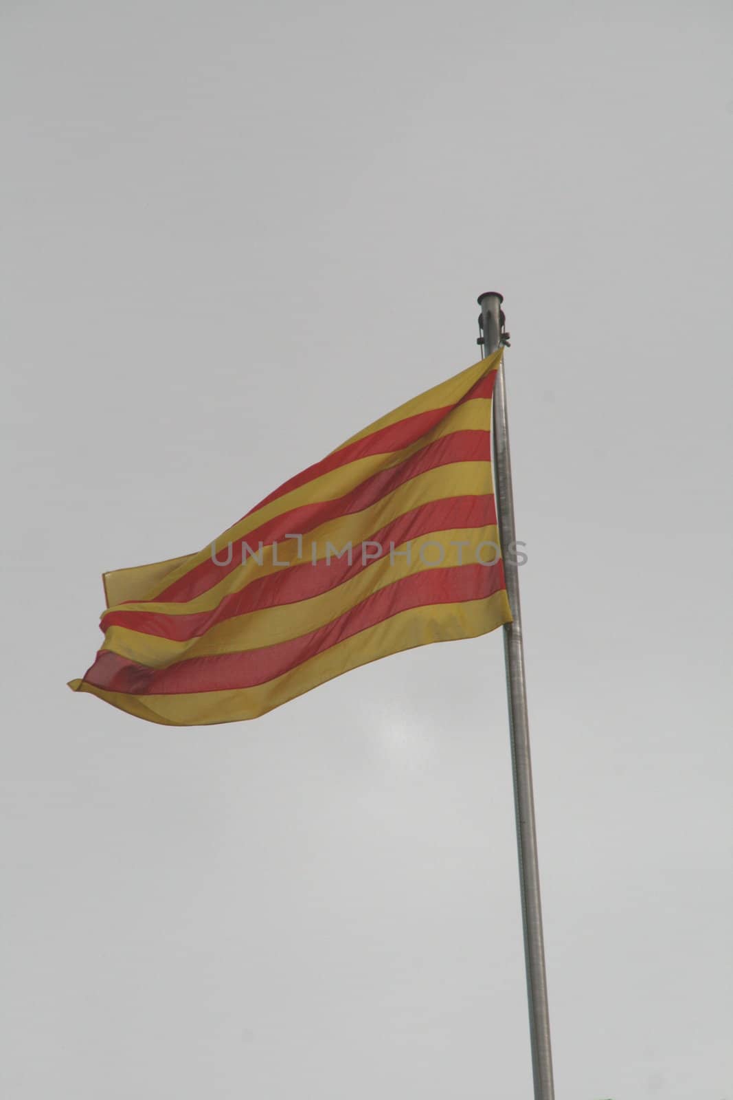 drapeau catalan flottant au vent