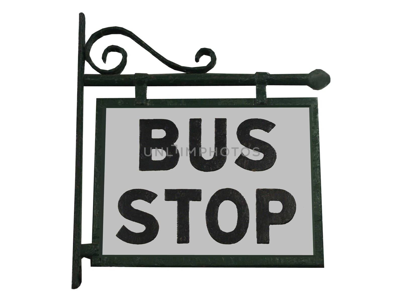 An Old Traditional Metal Bus Stop Sign.