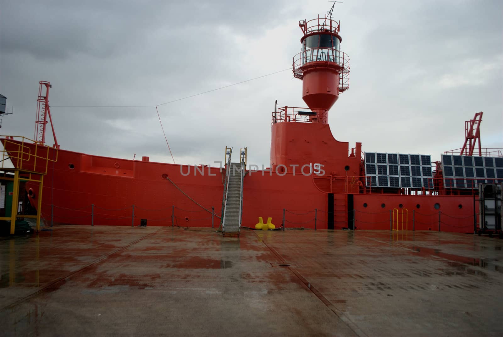 red lightship in port