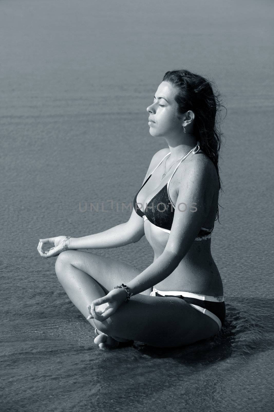 Meditation girl yoga on the beach