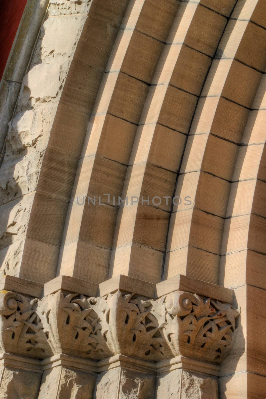 Abstract HDR image of part of the arched bricks of a building entrance