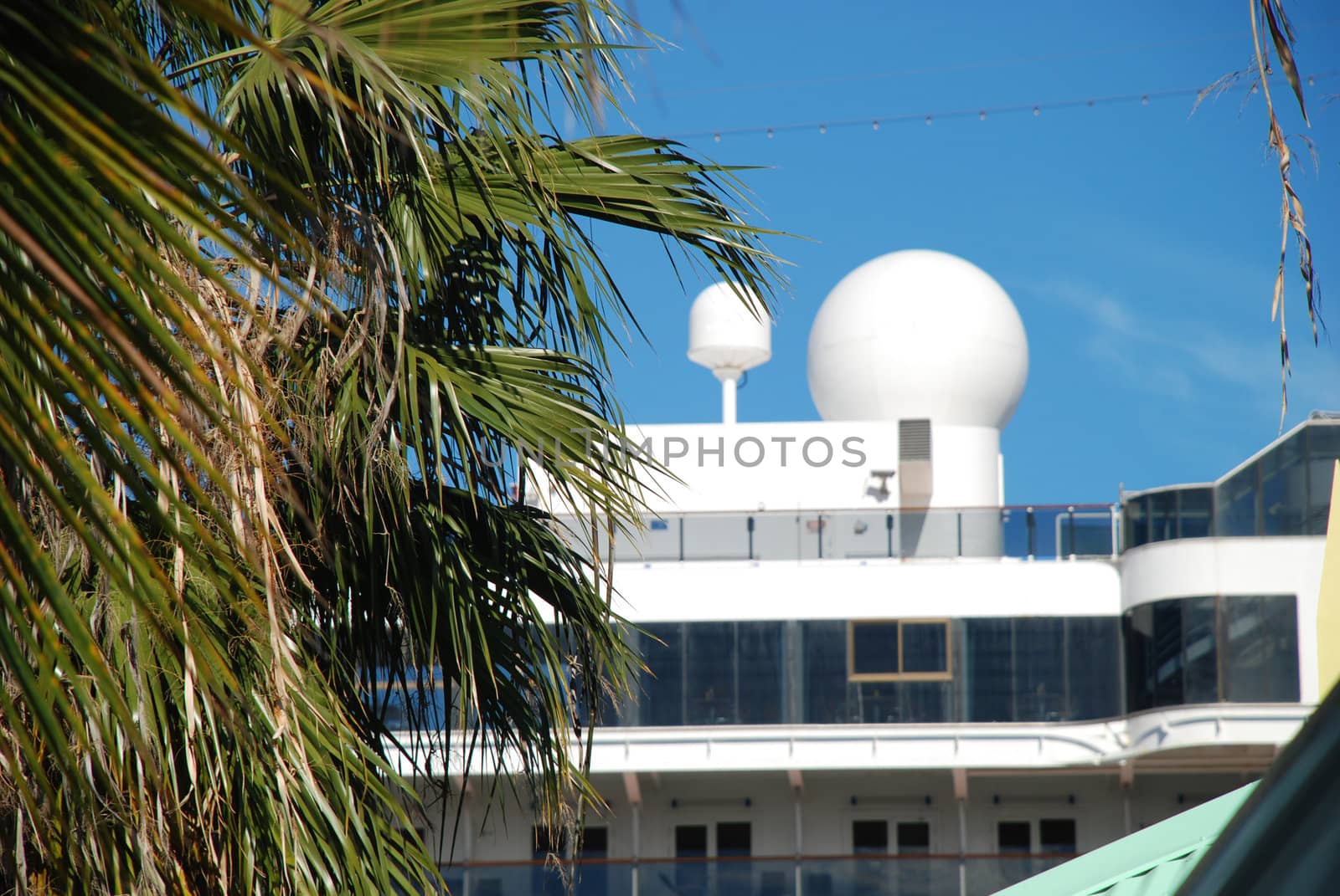 stock pictures of antennas used for telecommunications on a cruise ship
