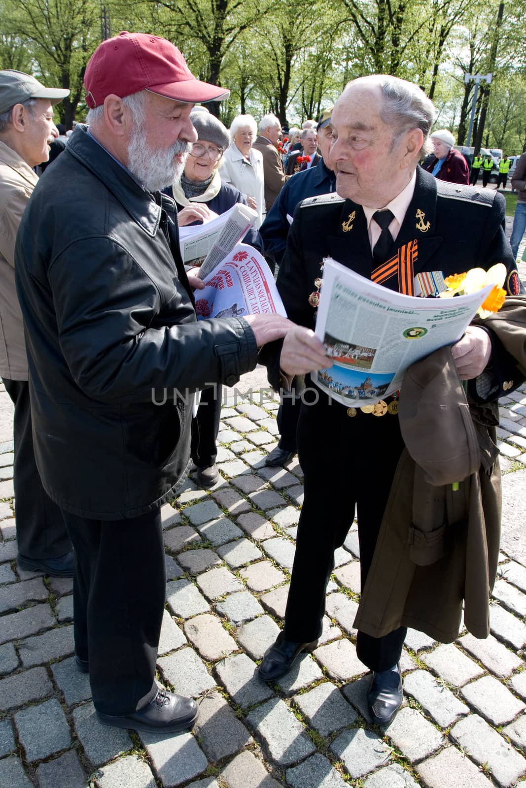 RIGA, LATVIA, MAY 9, 2008: Celebration of May 9 Victory Day (Eastern Europe) in Riga at Victory Memorial to Soviet Army