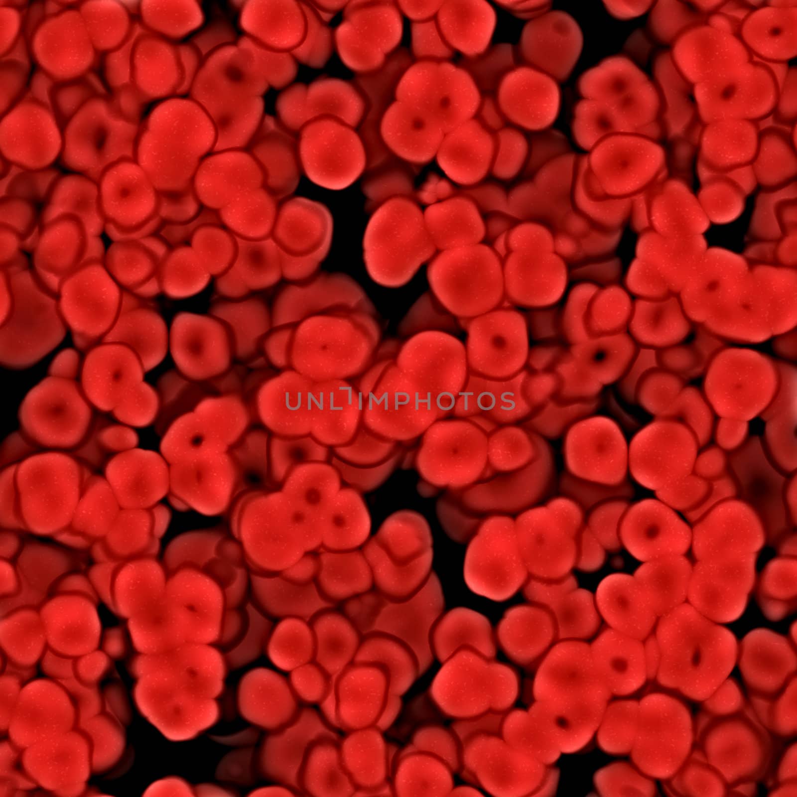 Red microorganisms or blood cells illustration that tiles seamlessly as a pattern in any direction.