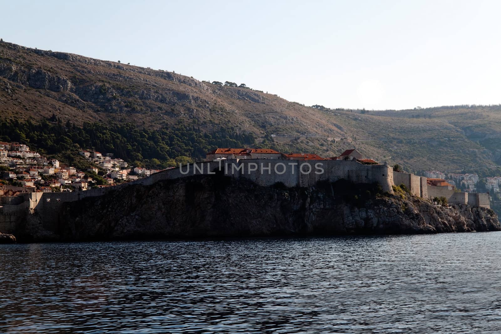A fort built onto the cliff side of Dubrovnik, Croatia