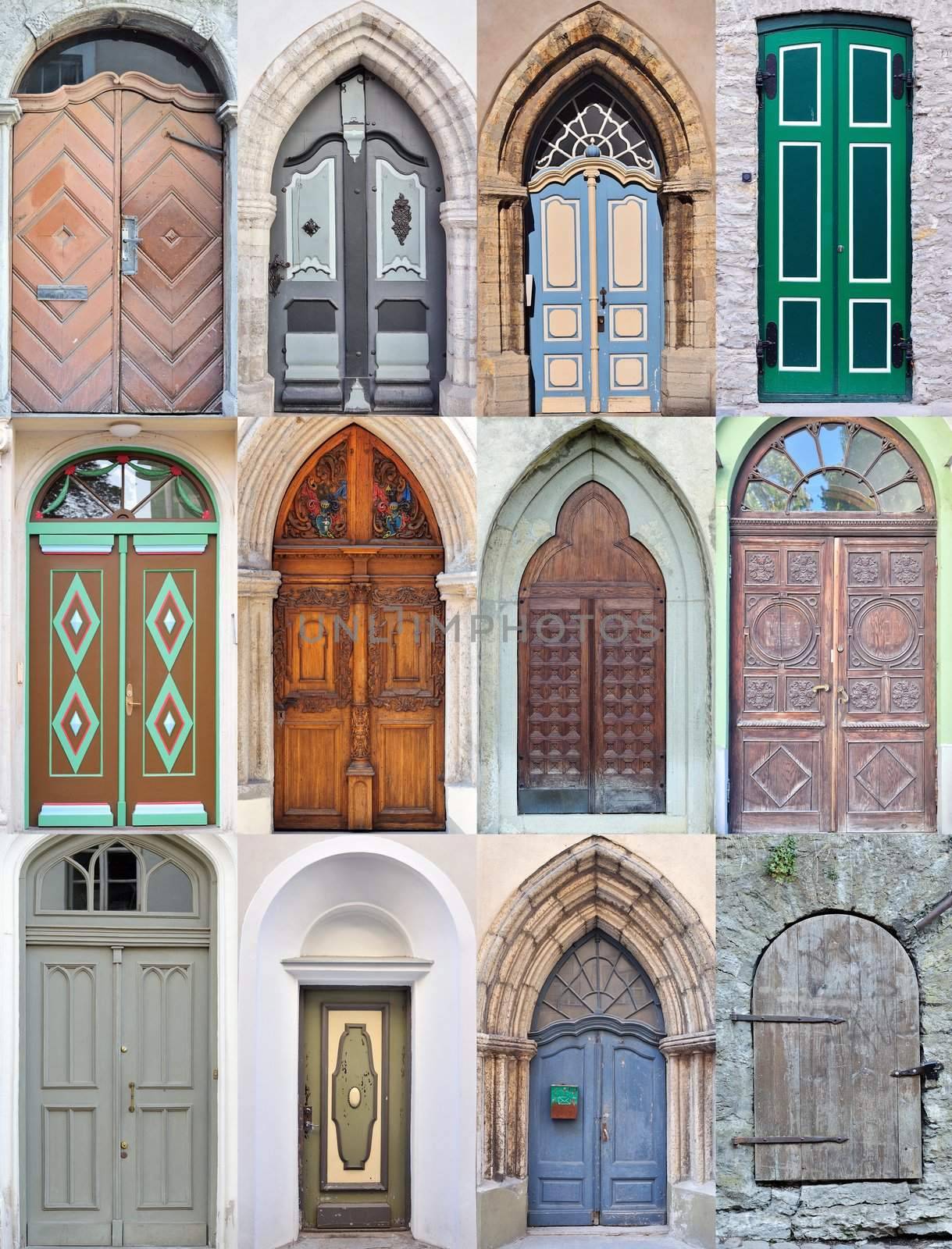 Decoration of ancient doors different urban homes