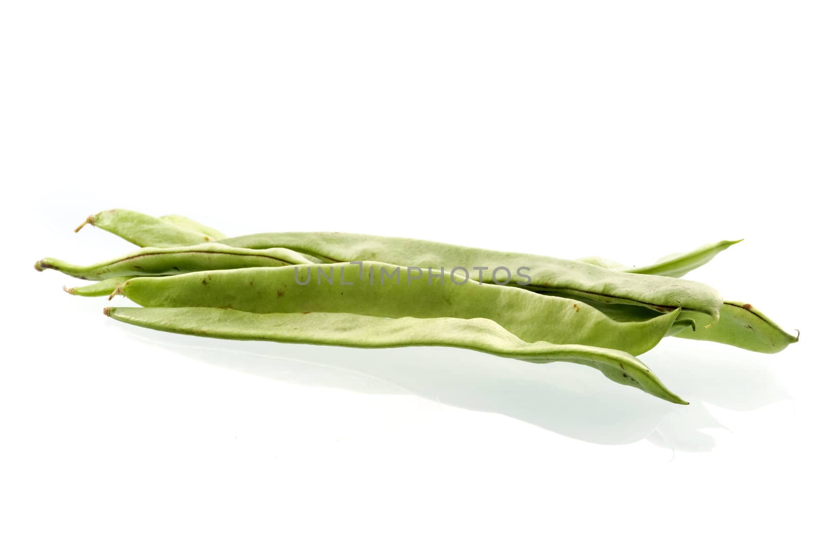 French beans on a white background