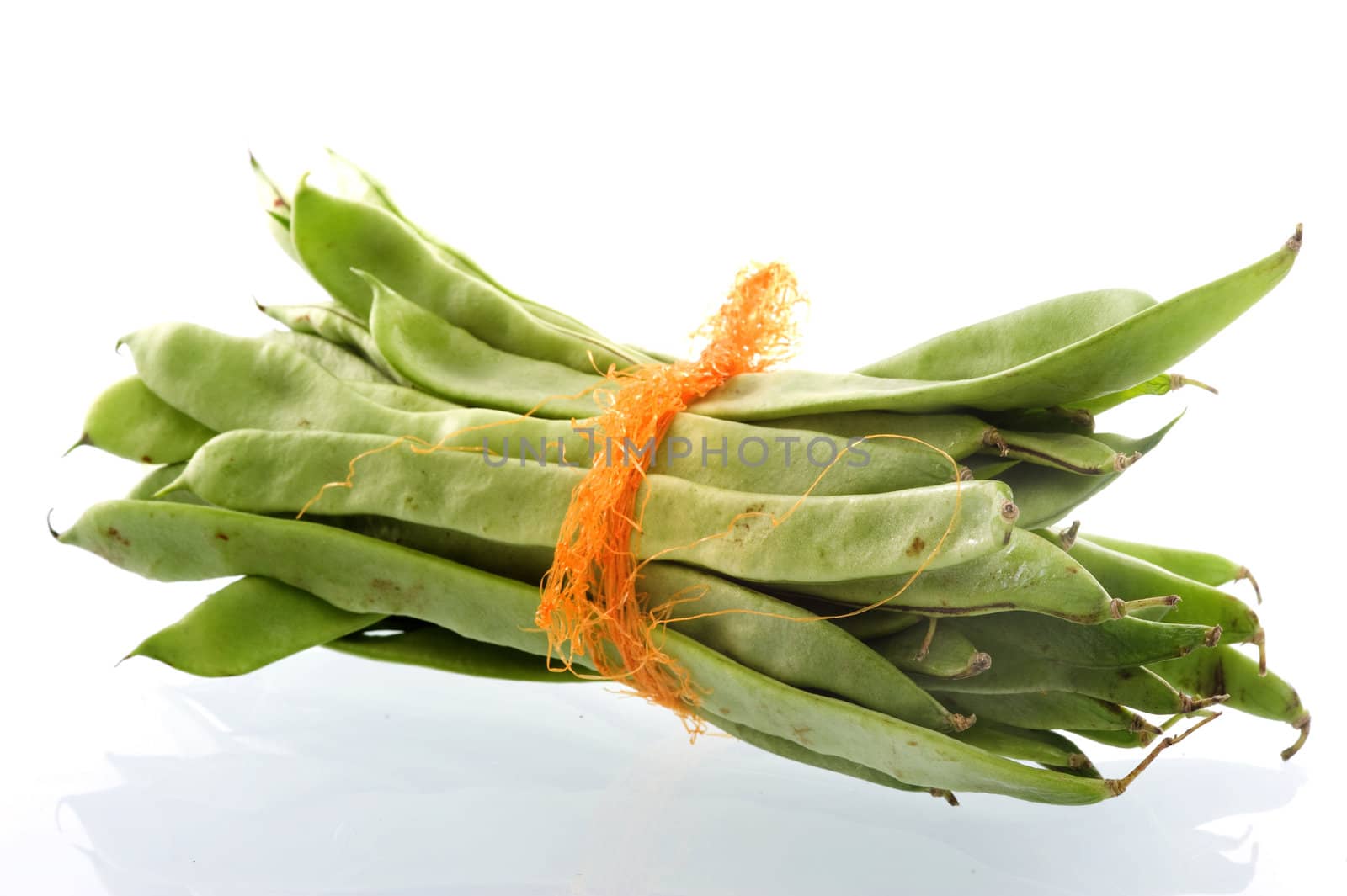 French beans on a white background