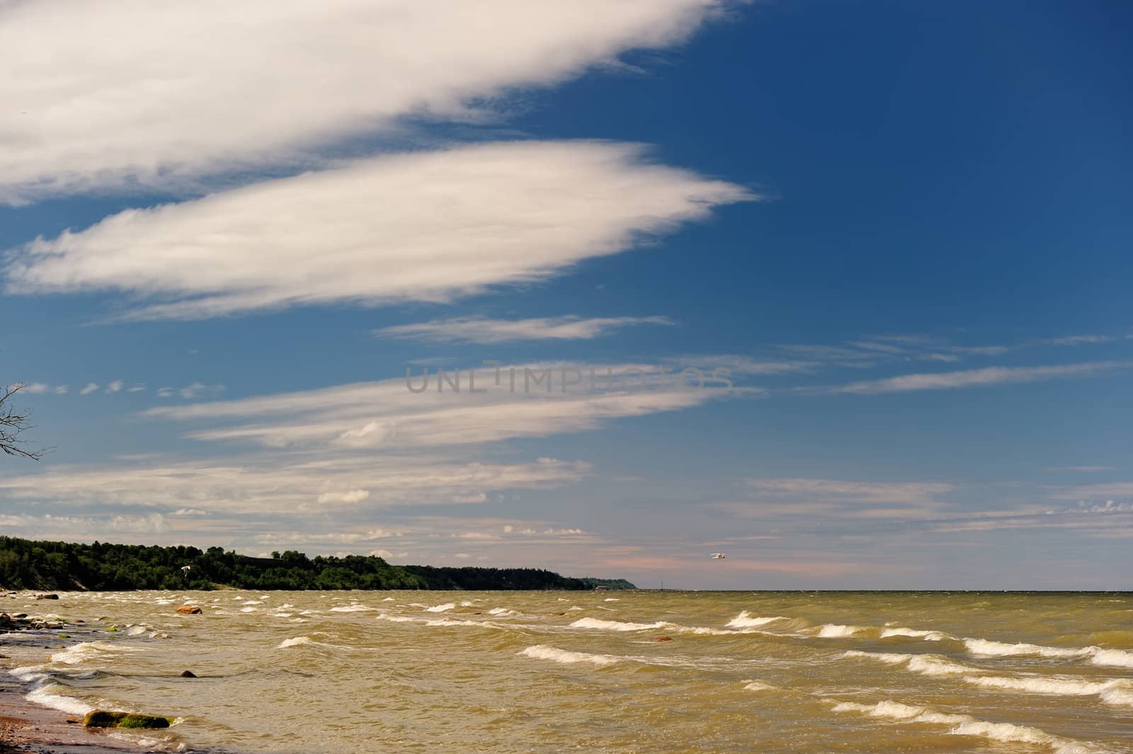 High blue cloudy sky in the North lagoon