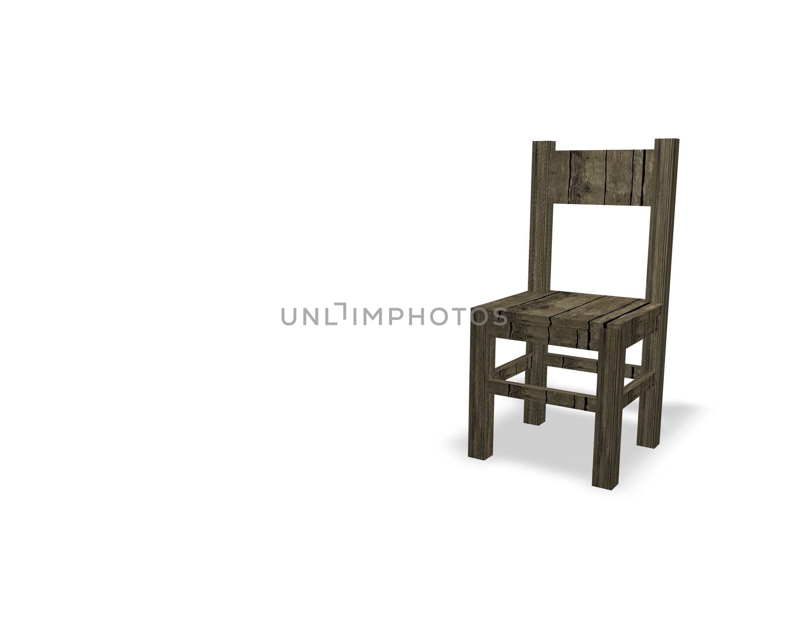 old wooden chair on white background