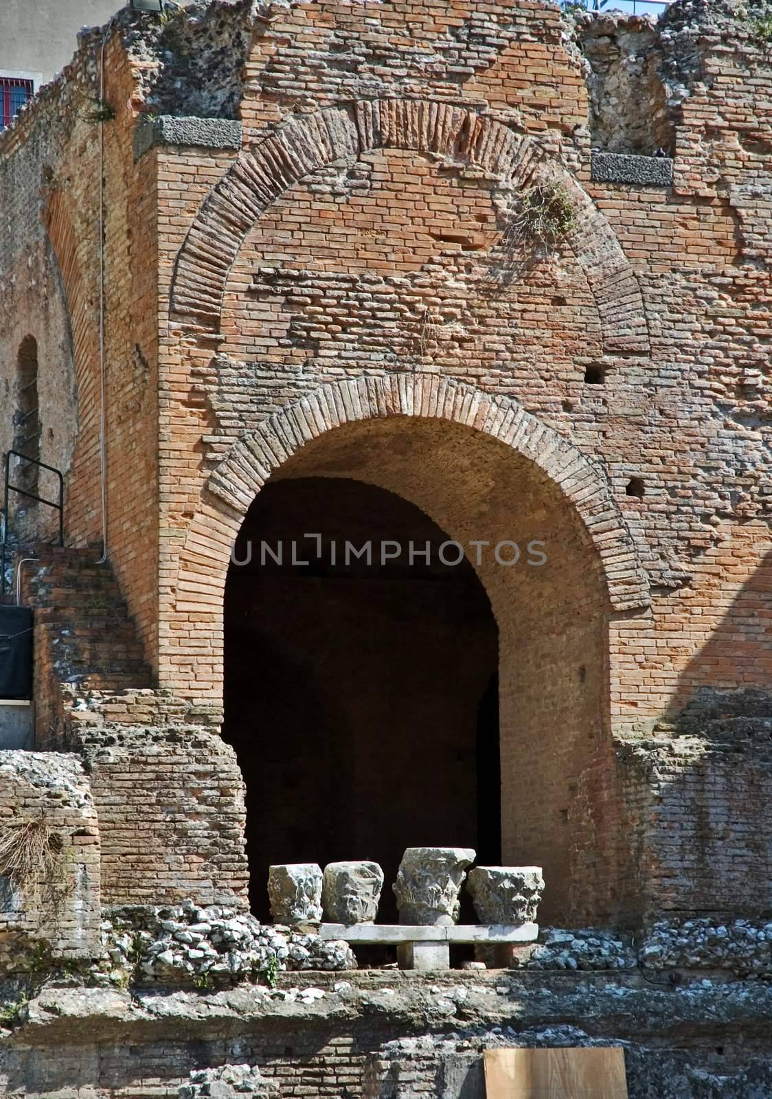 Greek ruins with arch