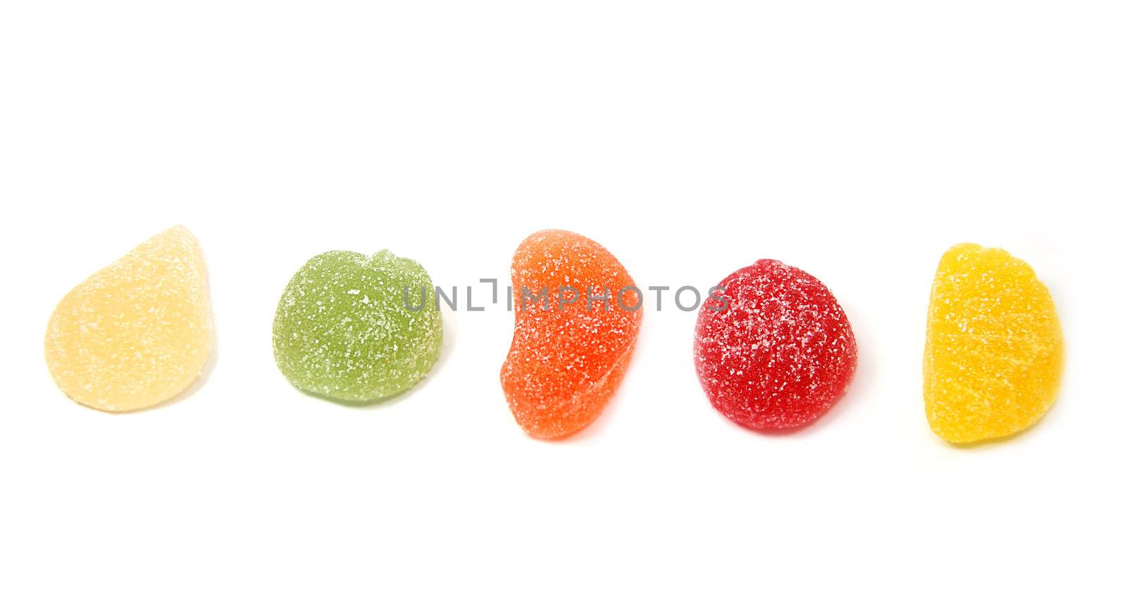 colorful marmalade candies on white