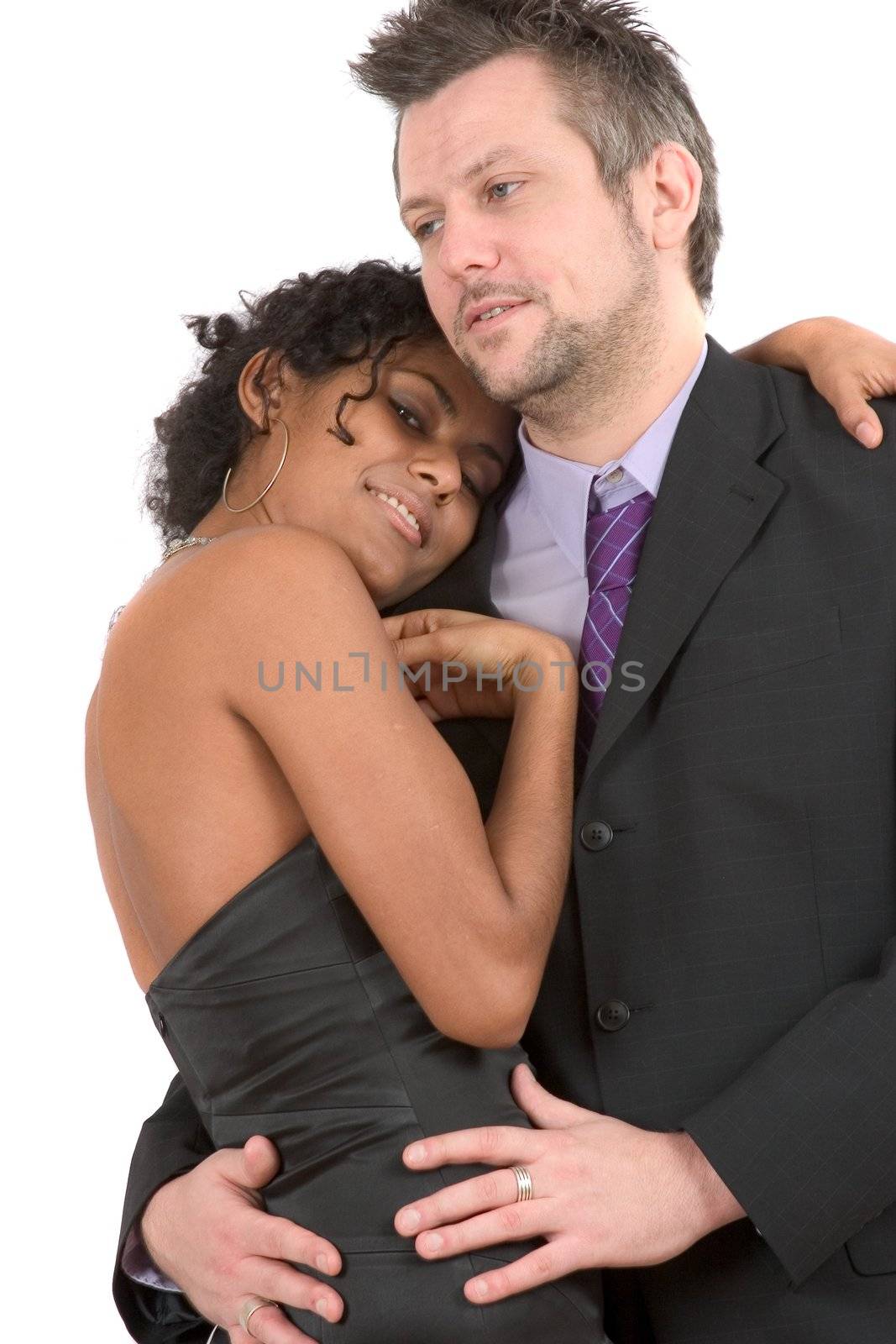 Woman leaning into her man