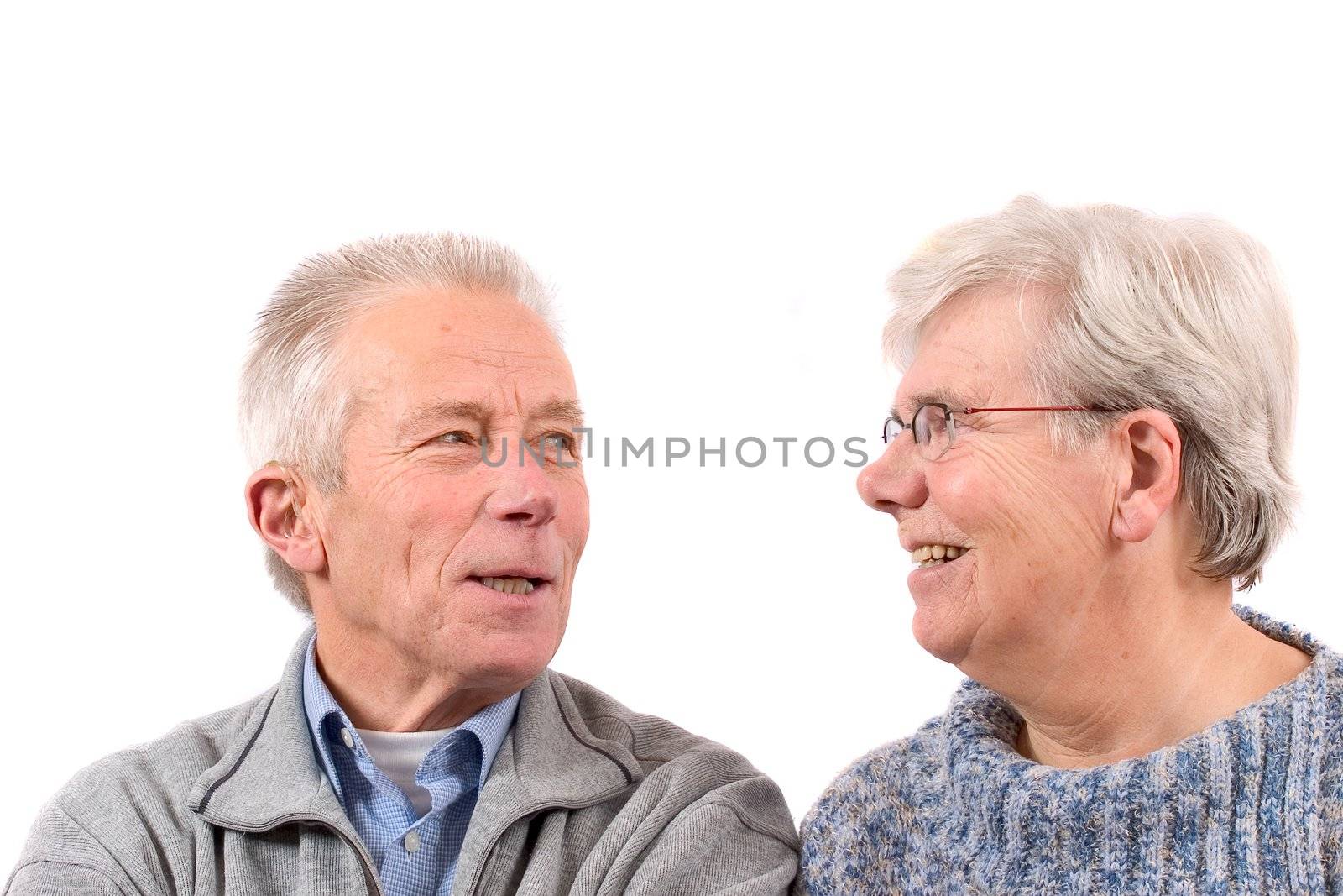 Lovely senior couple on white background