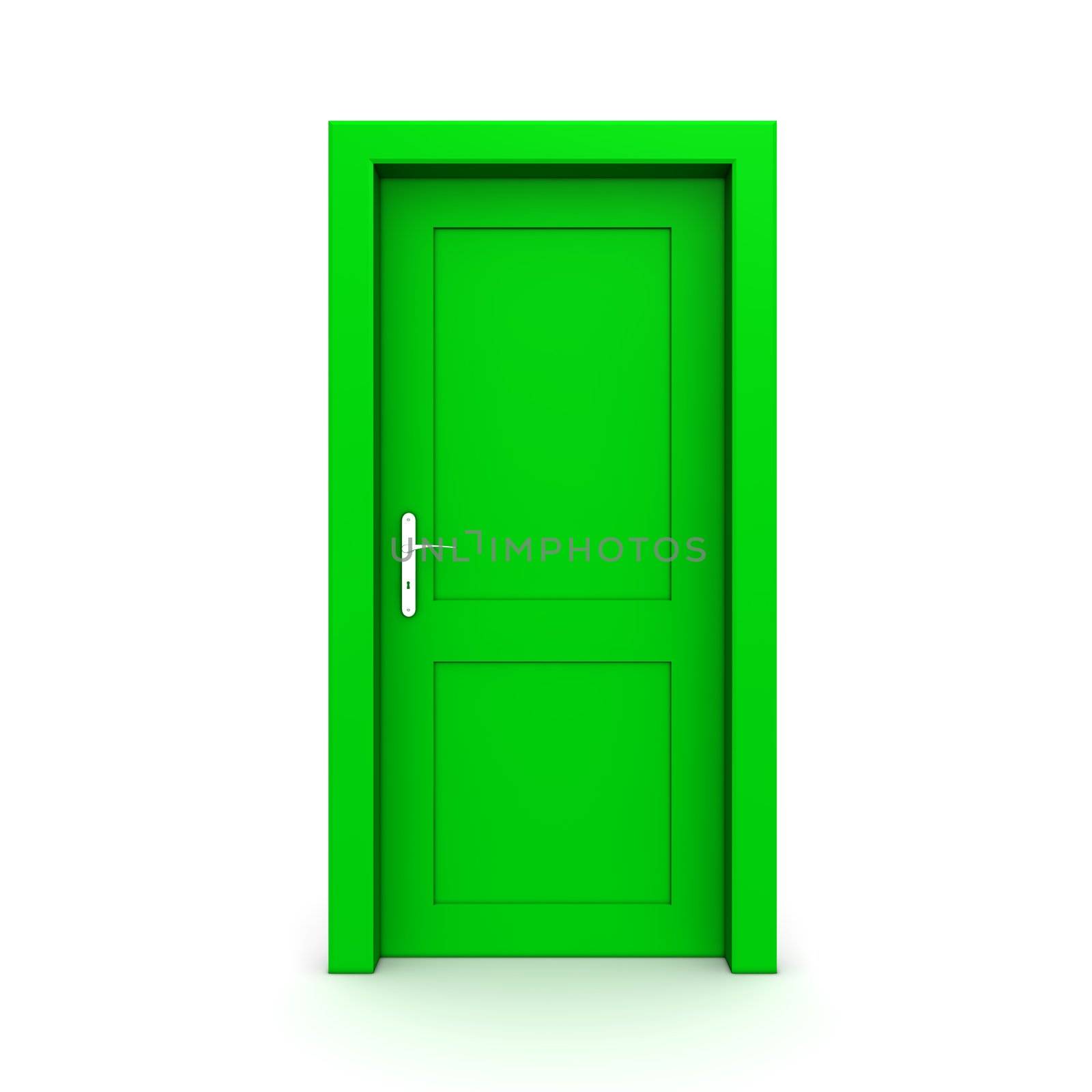 Closed Single Green Door by PixBox