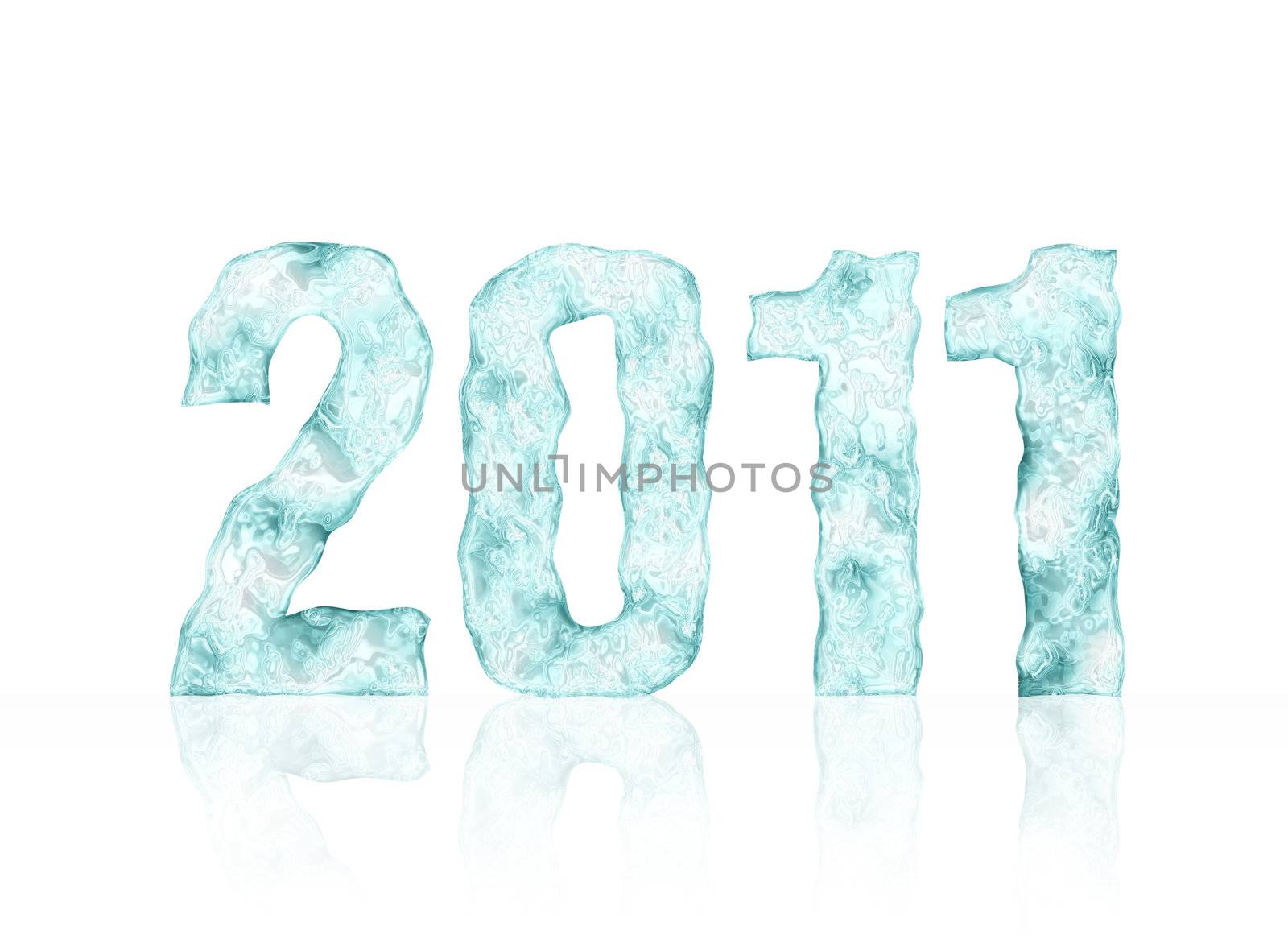 Photoshop illustration of number 2011 to look like ice