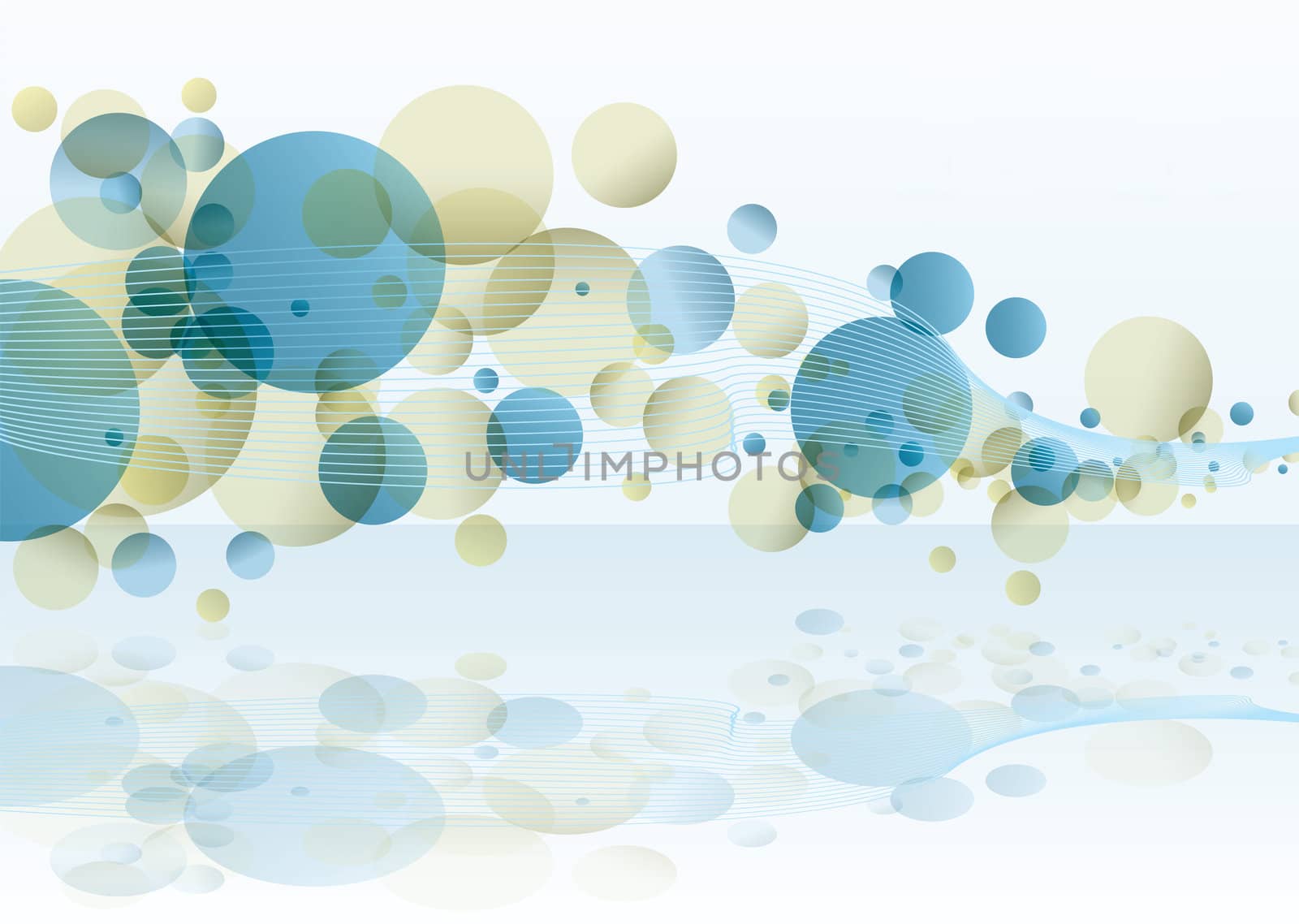White subtle bubble background with reflection in surface