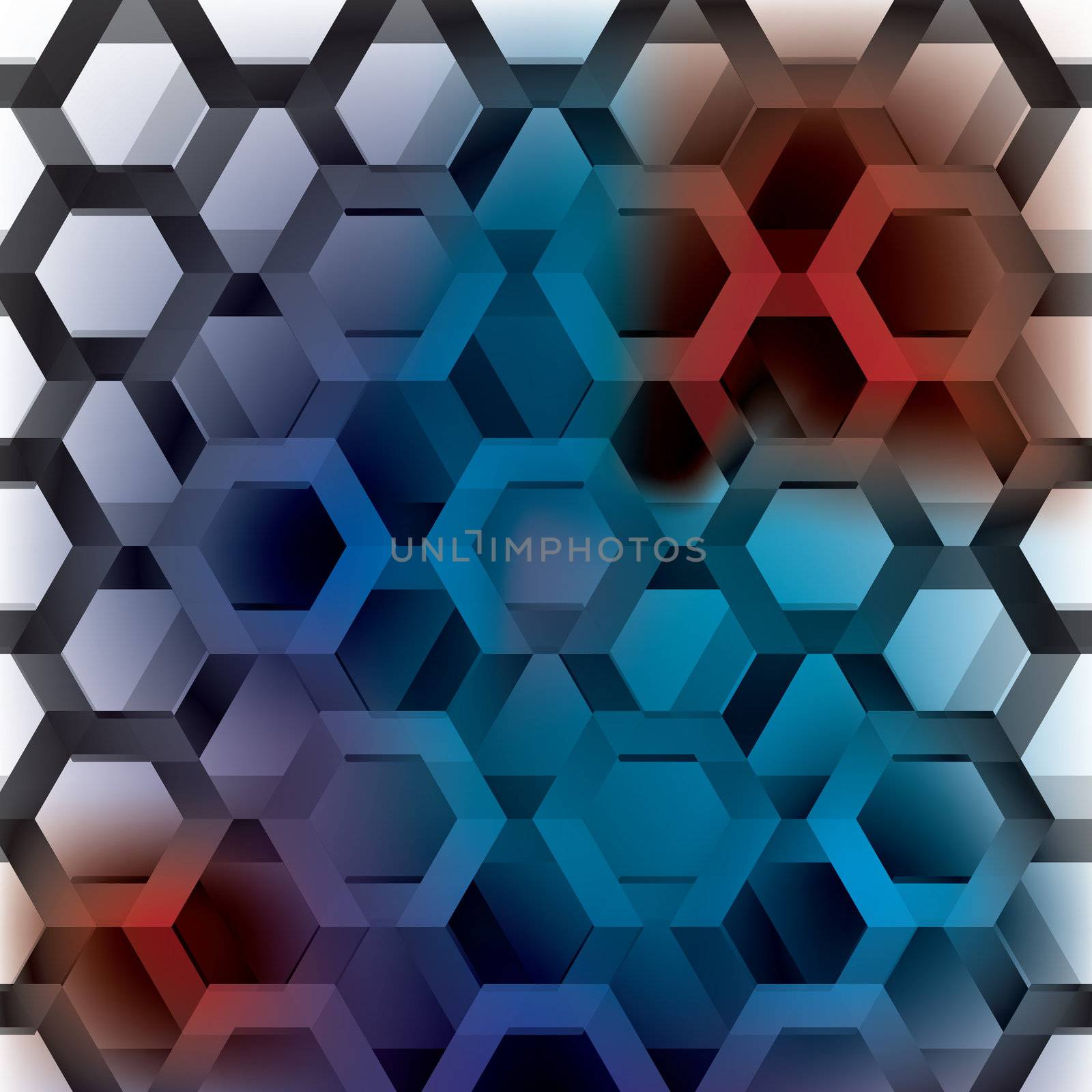 Abstract seamless hexagon background image with bright colours