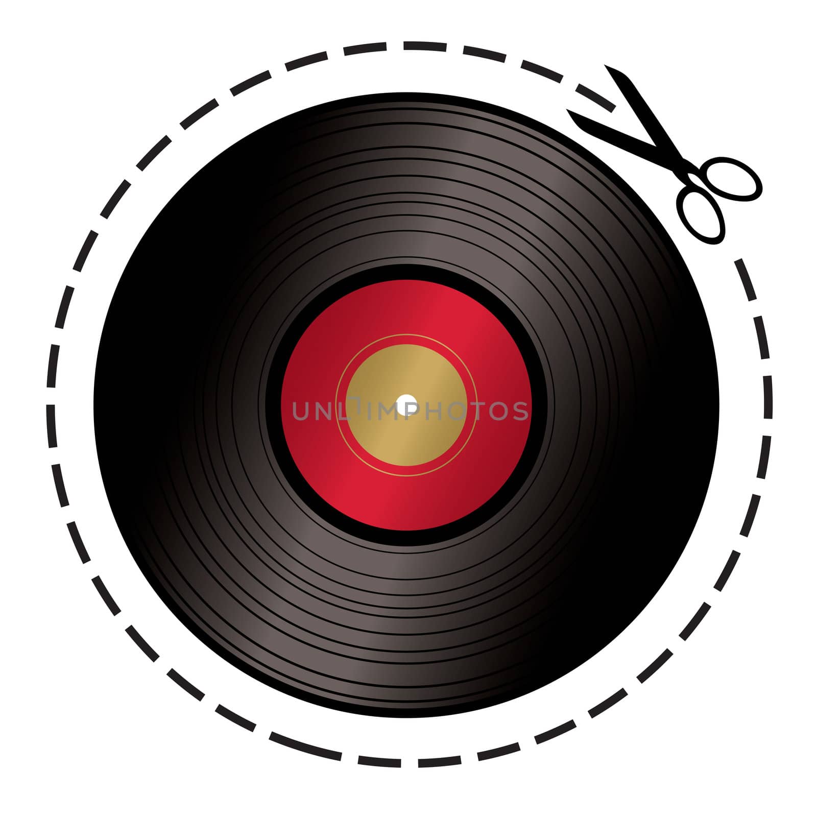 old fashioned music concept with cut out token and scissors