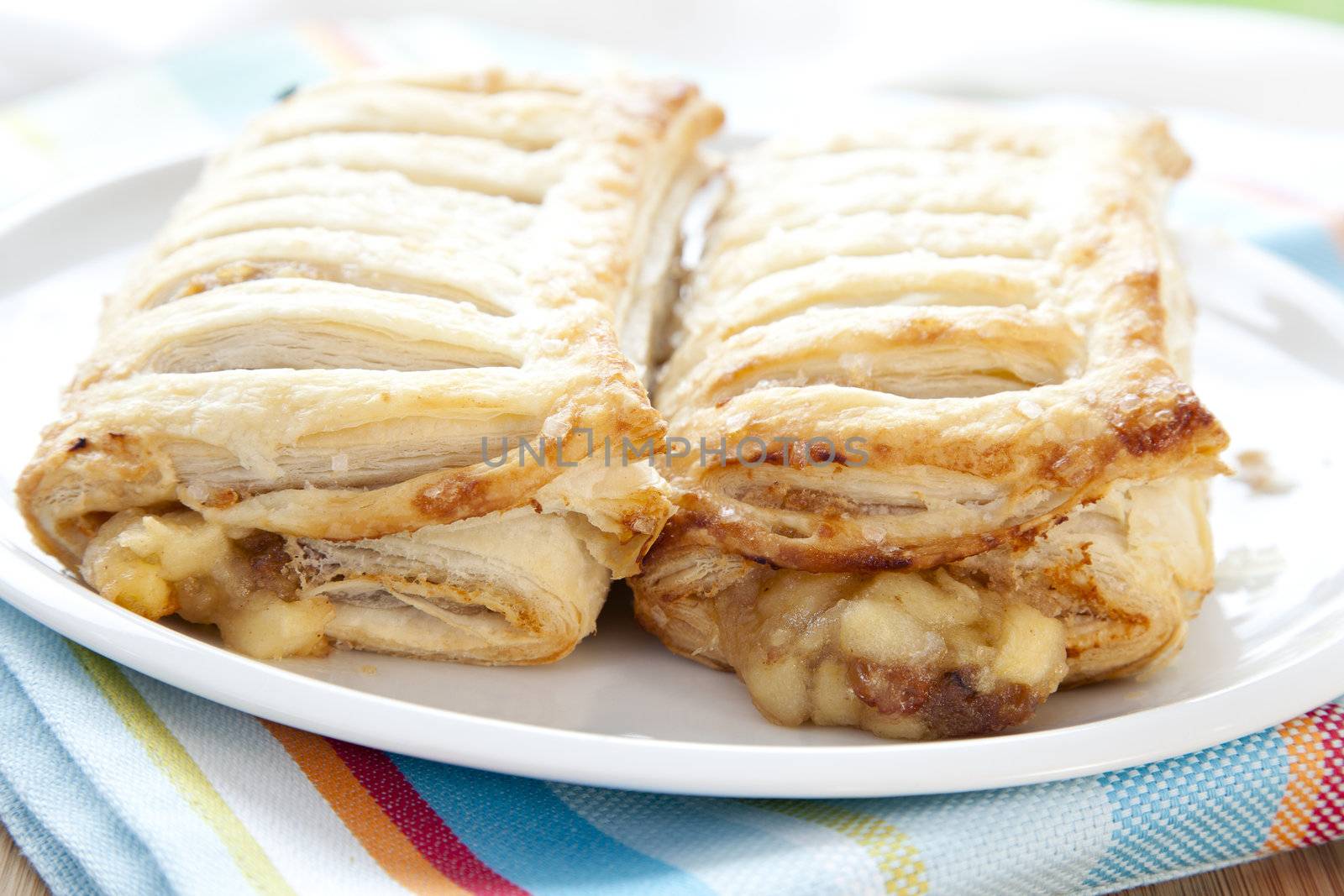 Fresh baked apple strudel