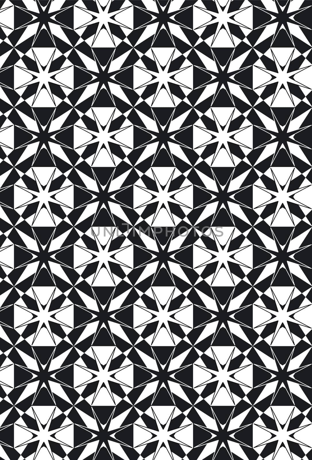 Star Damask Style Pattern Background - BW texture
