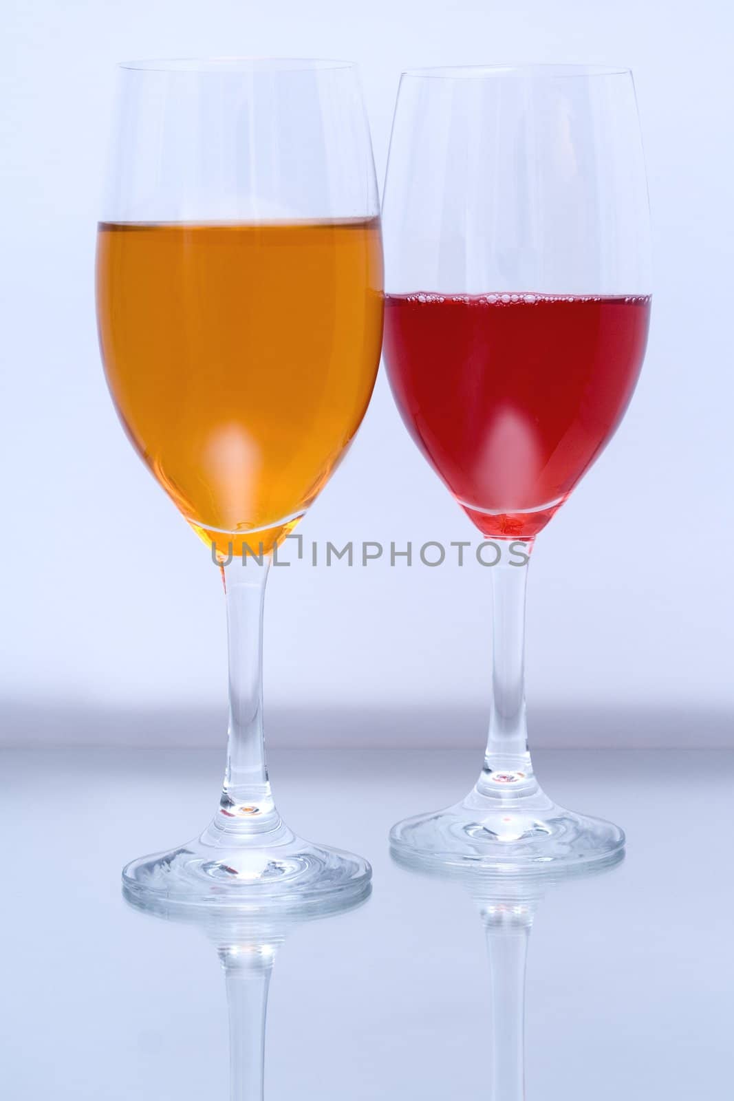 Colored glasses arranged on a glass substrate