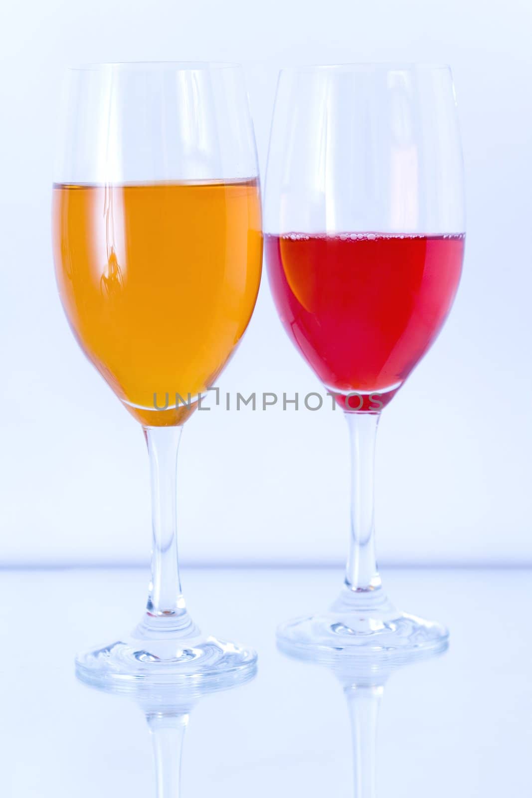 Colored glasses arranged on a glass substrate