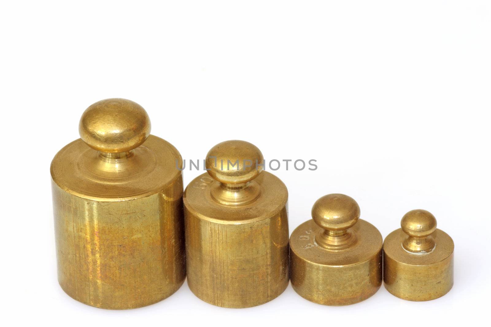 A set of lead weights isolated on whtie background
