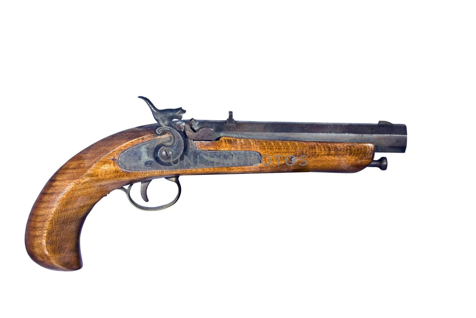 flintlock pistol isolated over a white background with clipping path at this size