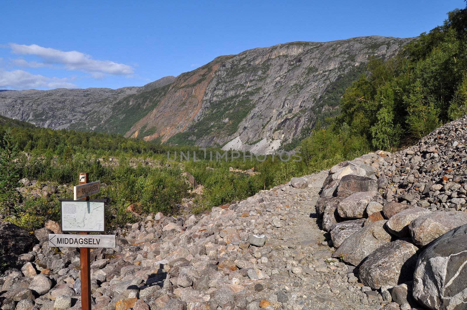 The walking trail "Rallarveien" in northern Norway.