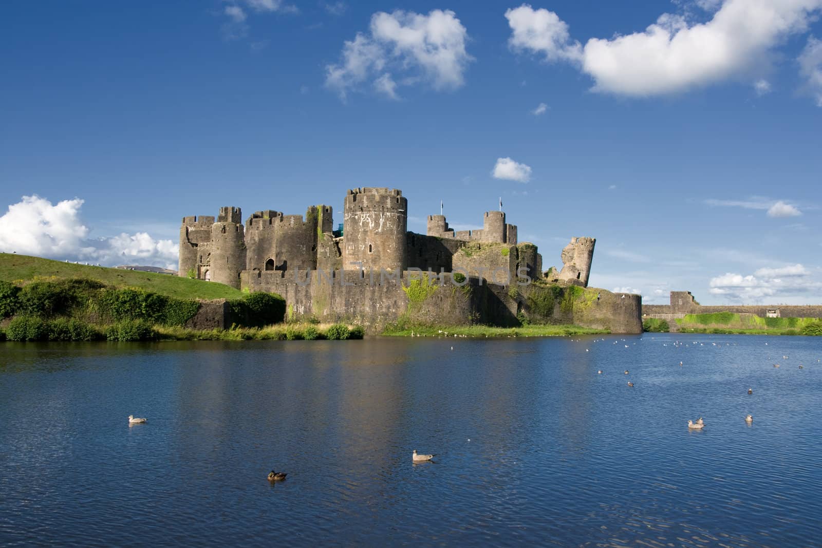 The ruins of Caerphilly Castle, Wales, United Kingdom