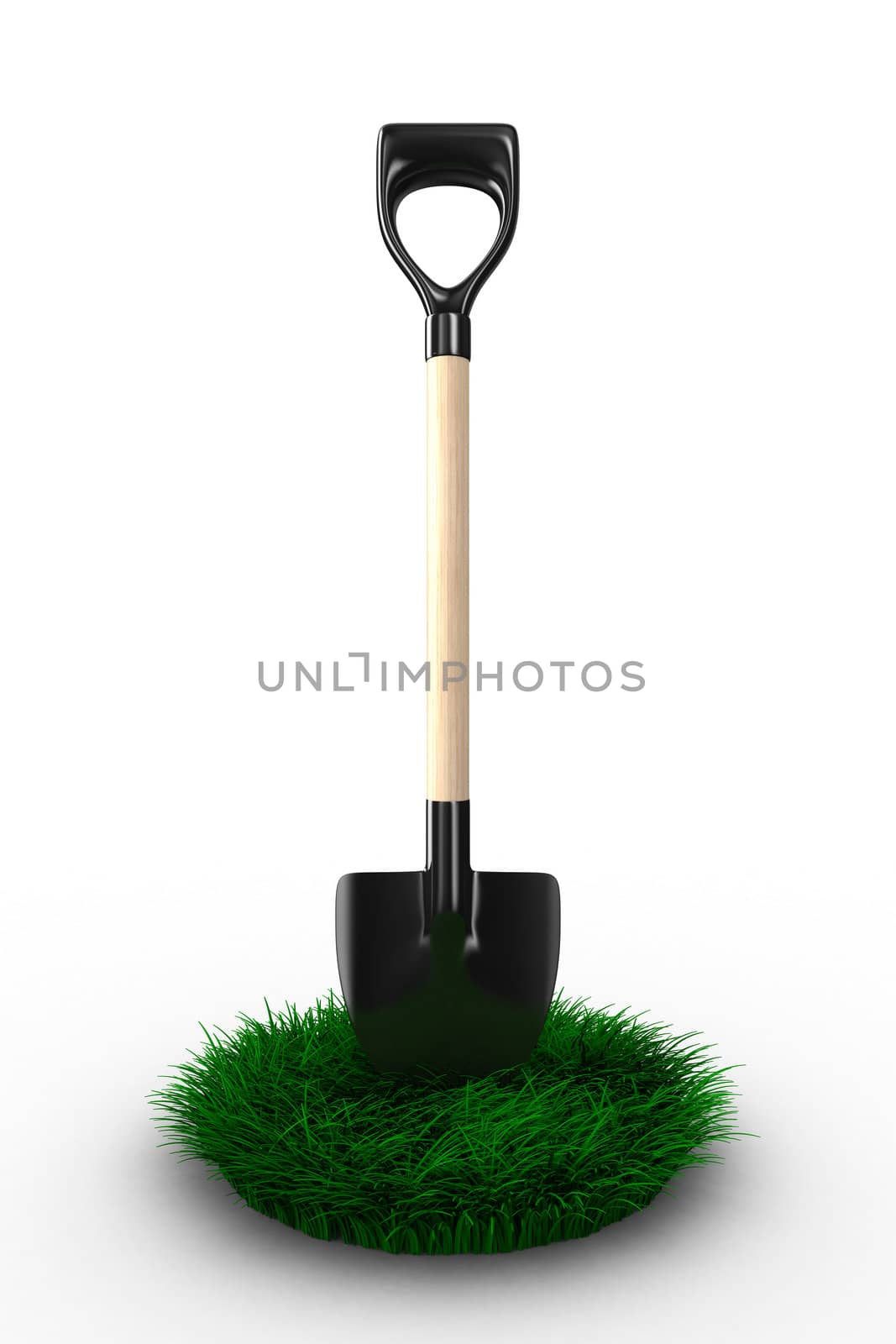 Shovel on white background. garden tool. Isolated 3D image