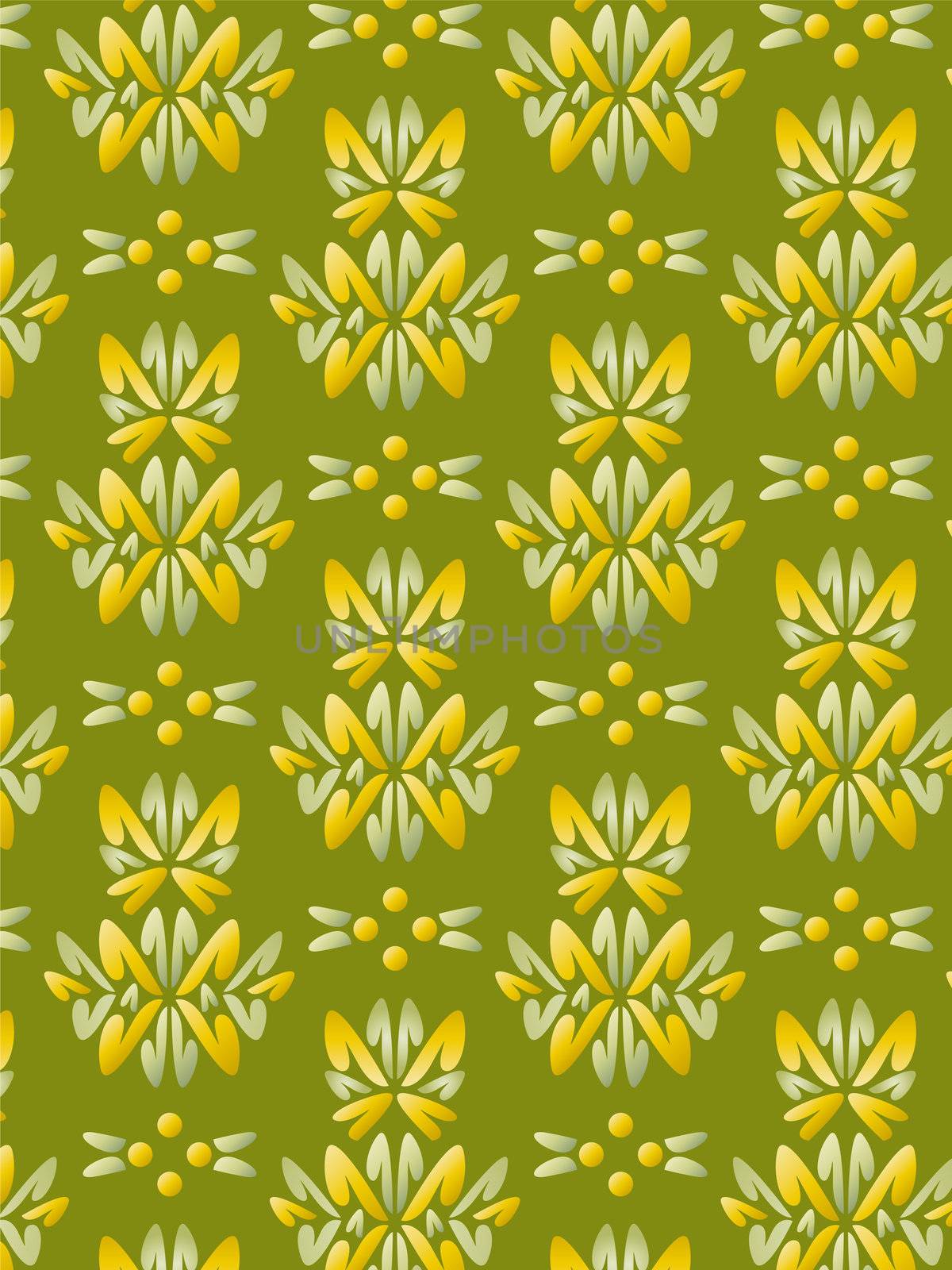 Damask Style Pattern Background - Green texture