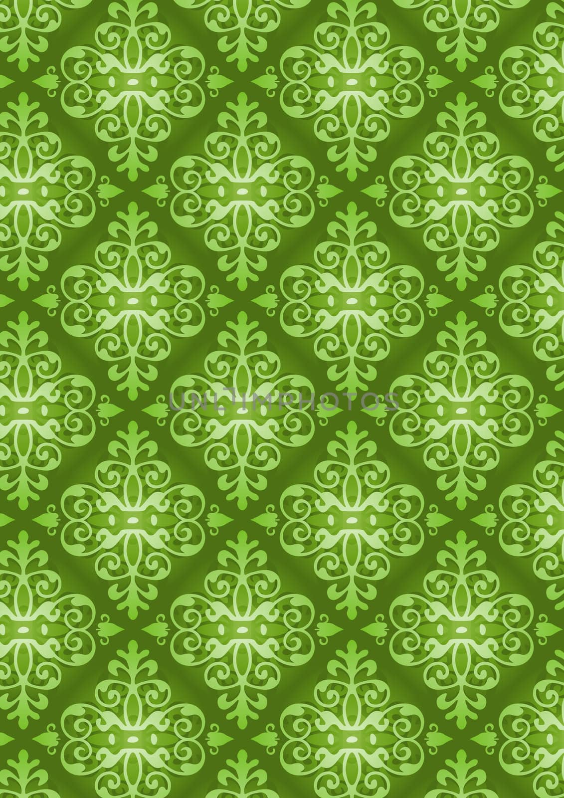 Damask Style Pattern Background - Green texture