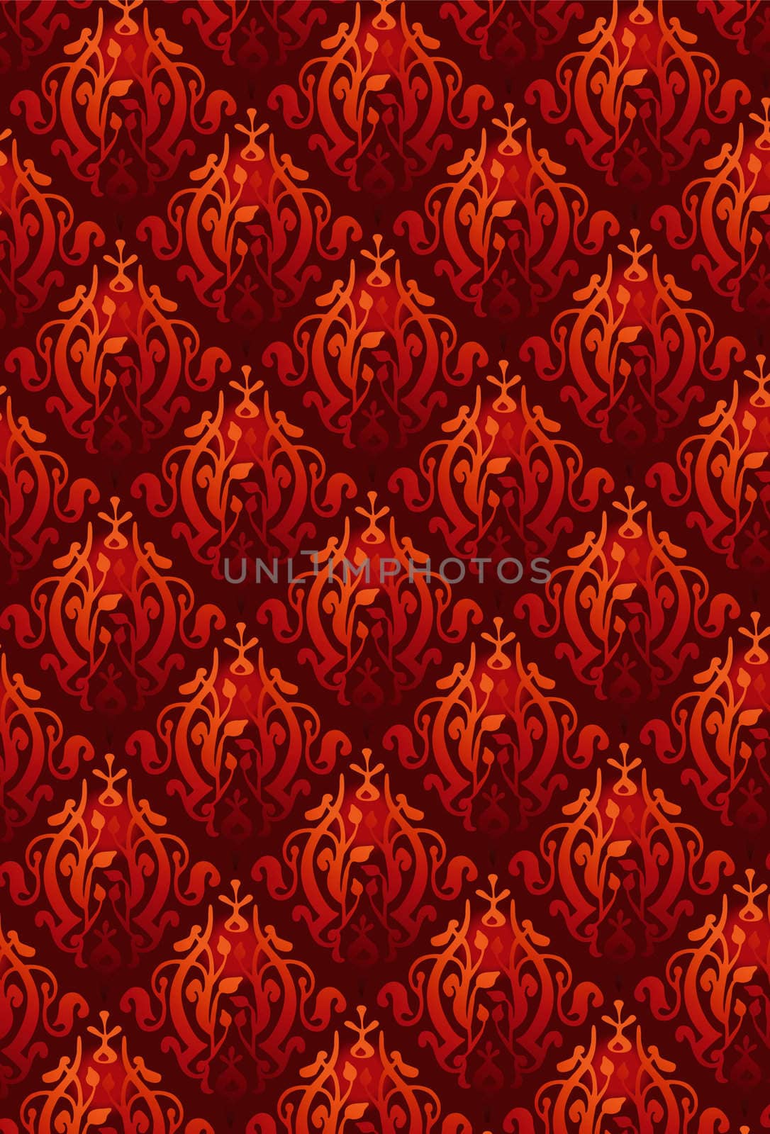Damask Style Pattern Background - Red Texture