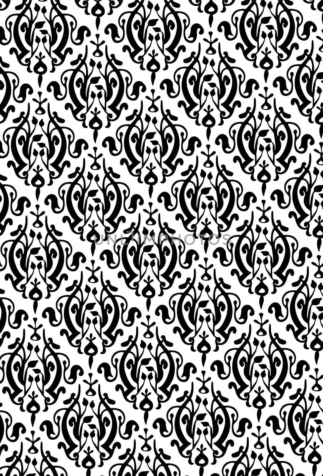 Damask Style Pattern Background - BW texture