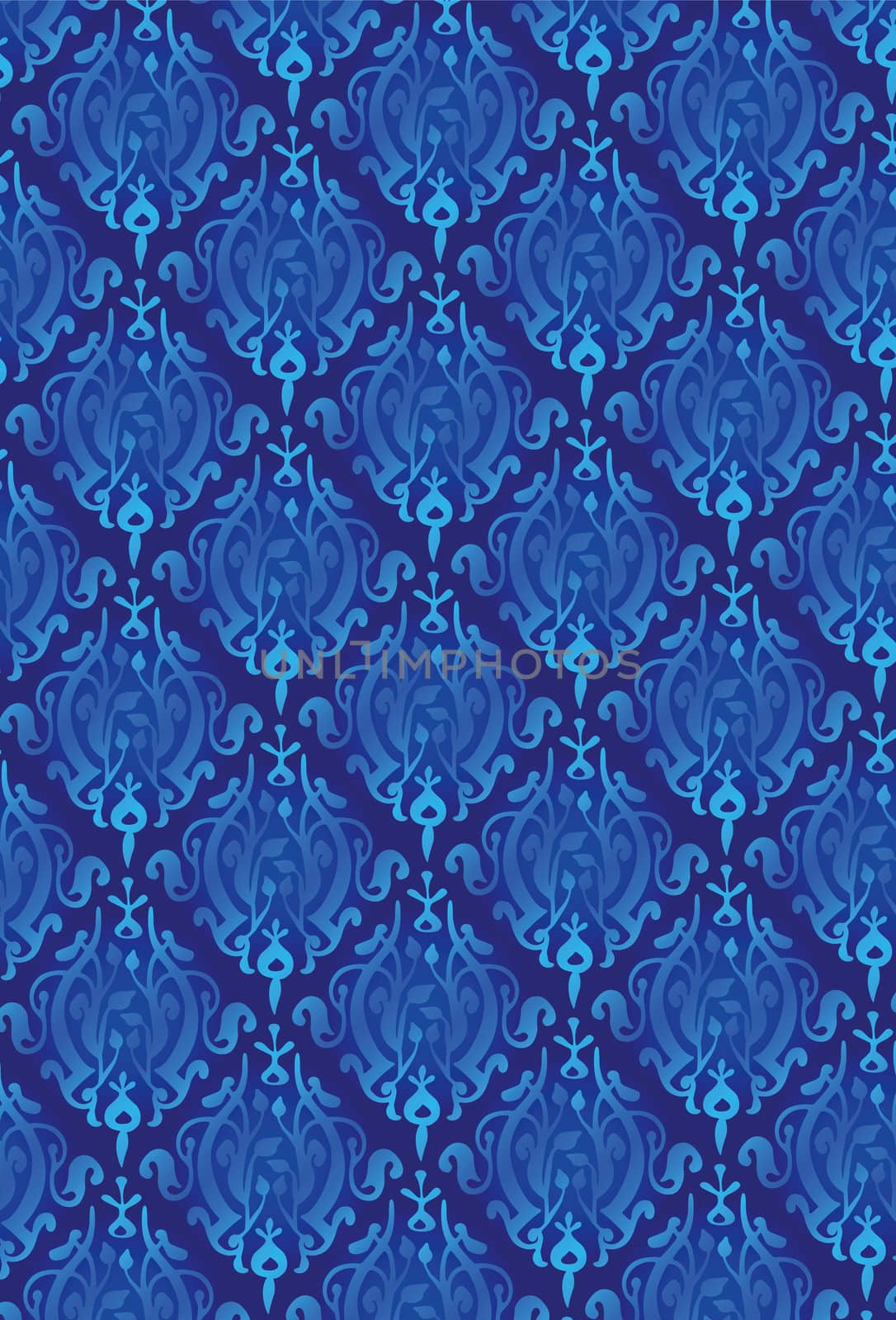 Damask Style Pattern Background - Blue Texture