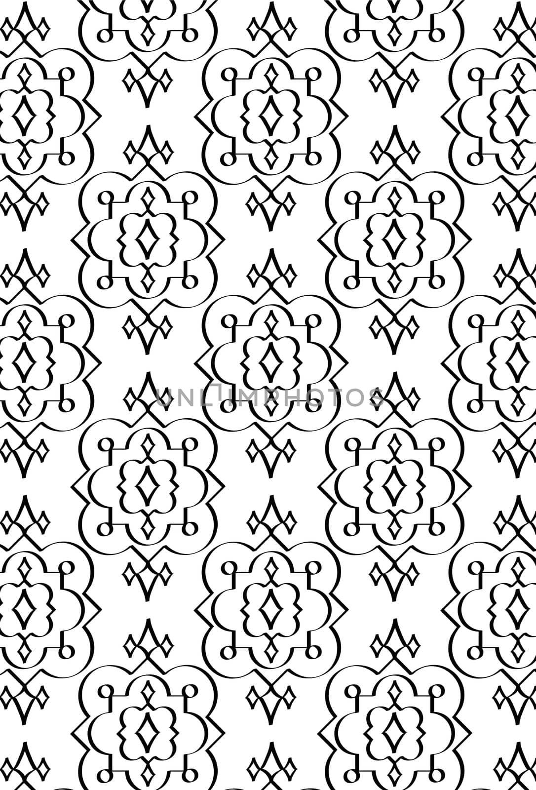 Damask Style Pattern Background - BW texture