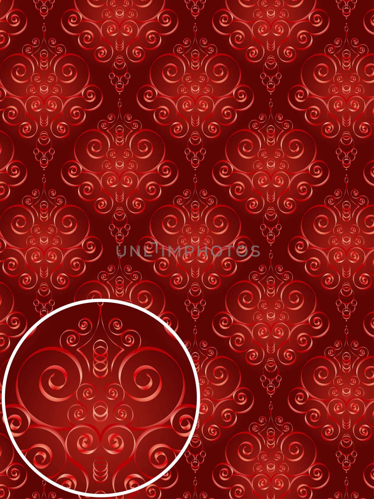 Damask Style Pattern Background - Red texture