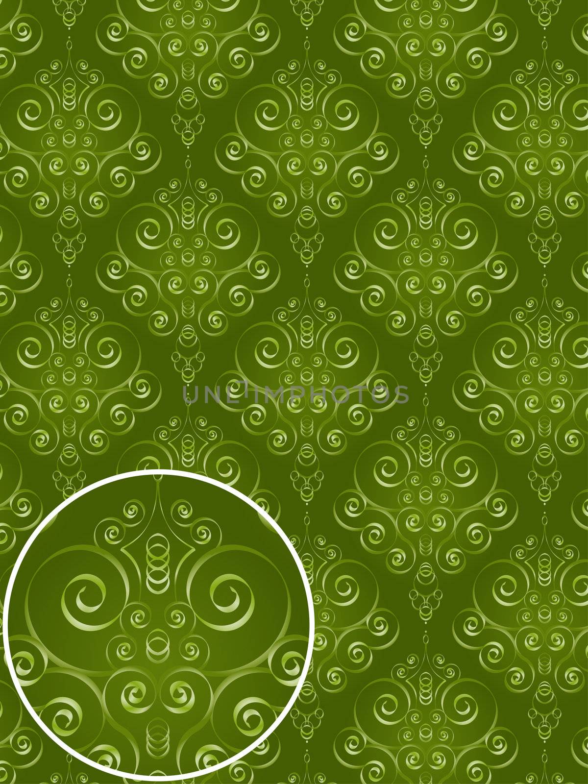 Damask Style Pattern Background - Green texture