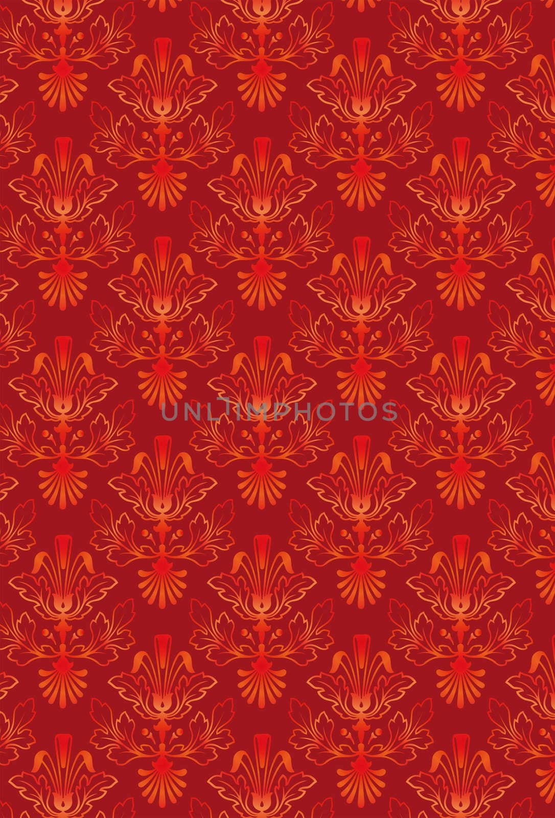 Damask Seamless Pattern Background - Red texture