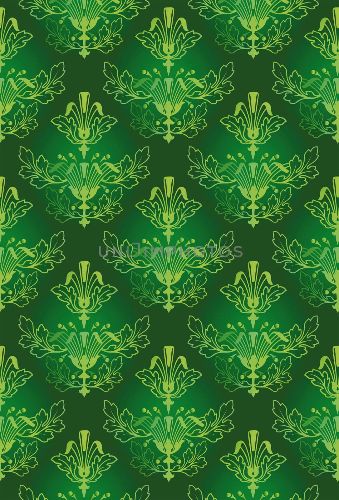 Damask Seamless Pattern Background - Green texture