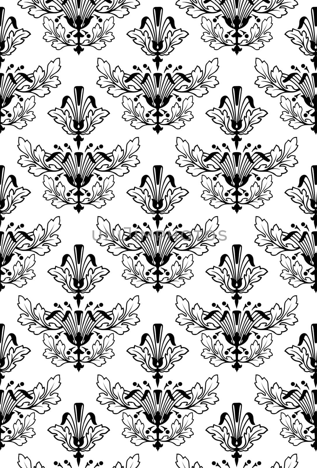 Damask Seamless Pattern Background - BW texture