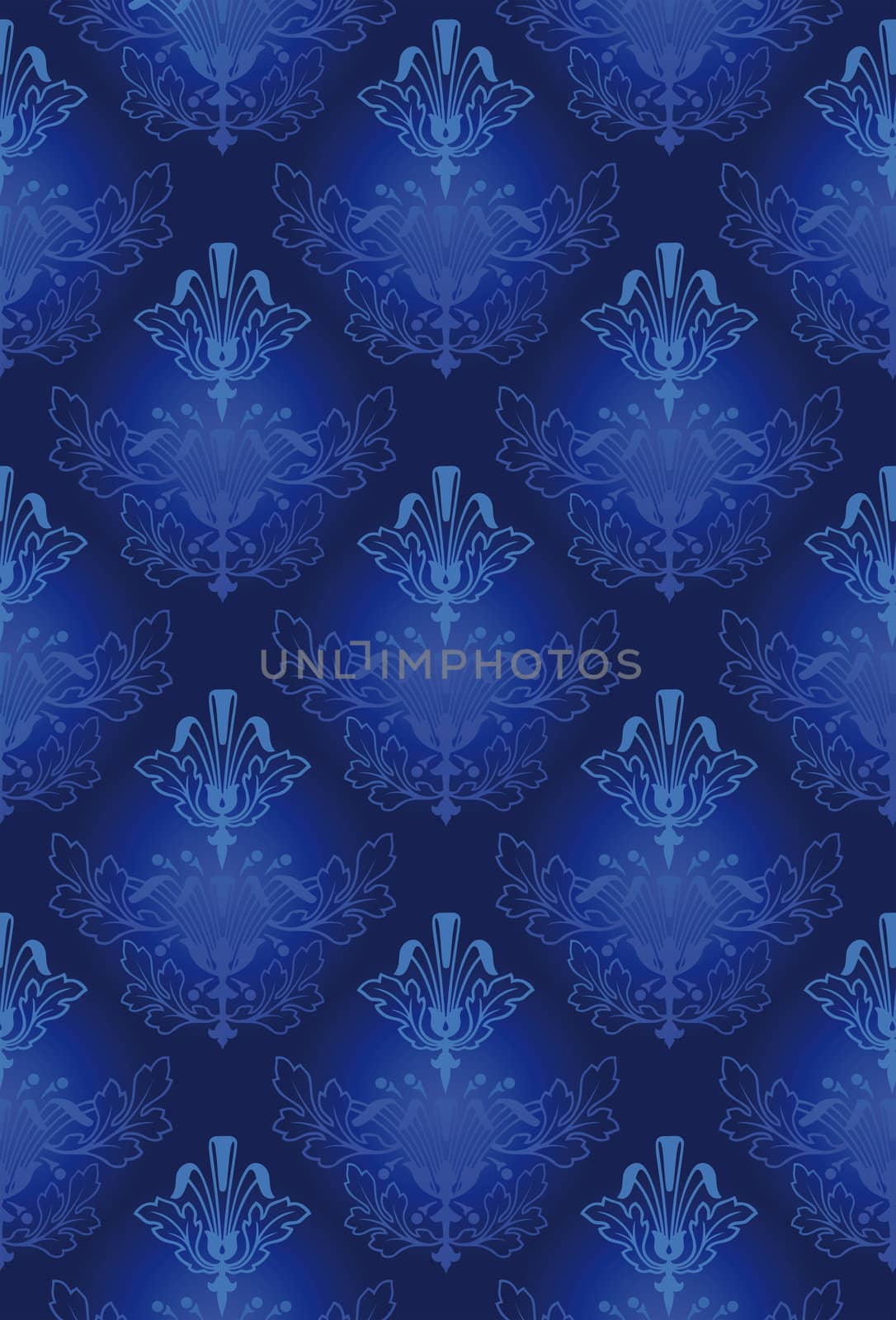 Damask Seamless Pattern Background - blue texture