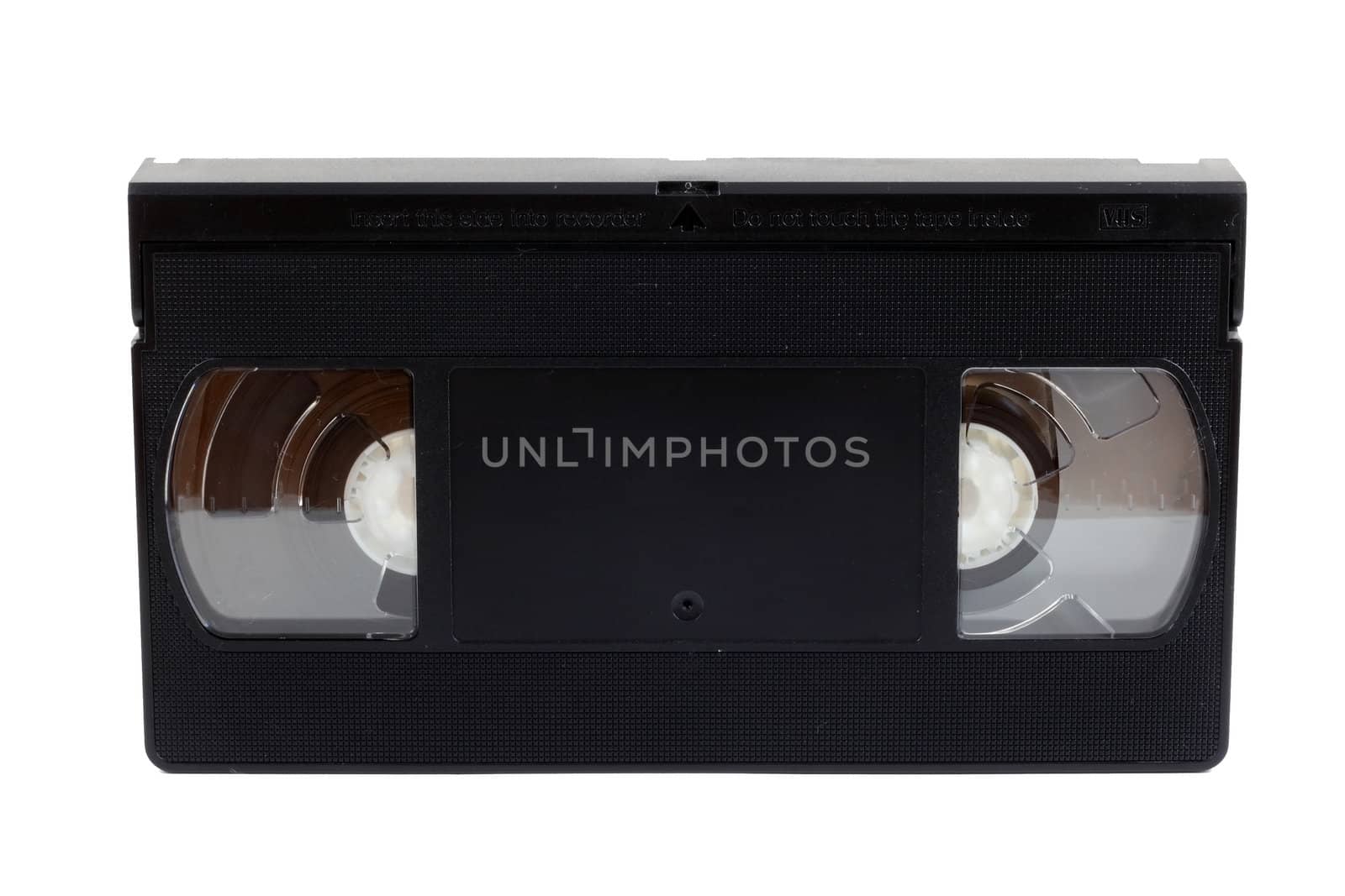 black VHS cassette isolated on white